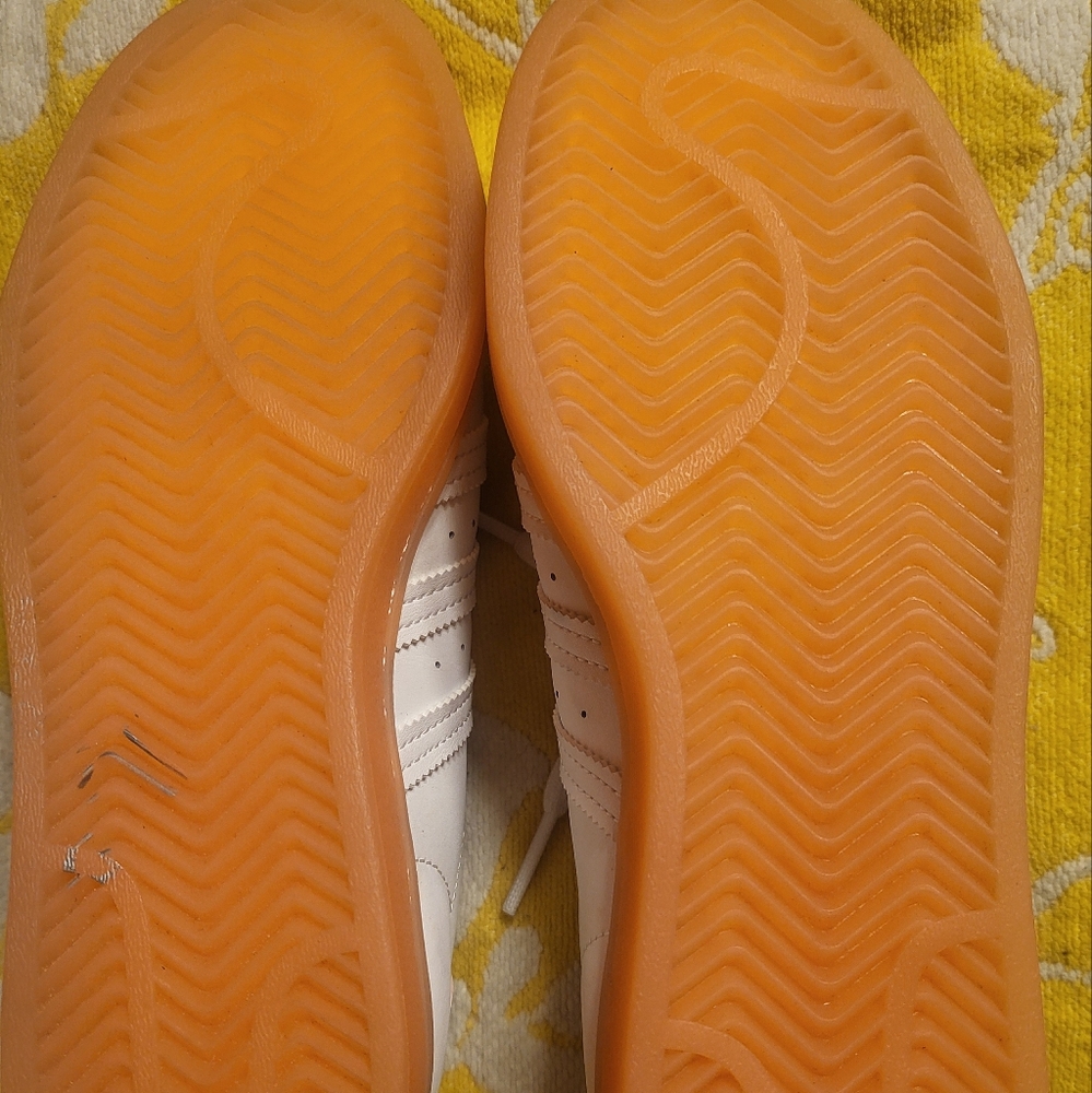 White New Sneakers with Orange Soles